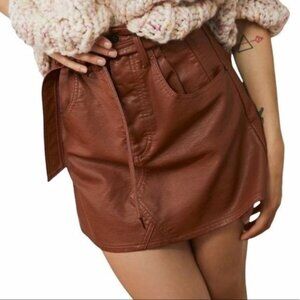 Free People East of Eden Vegan Leather Mini Skirt, Size 27 NWT